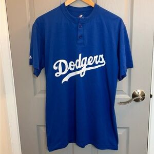 Majestic Dodgers 5 Henley Tee Shirt M S